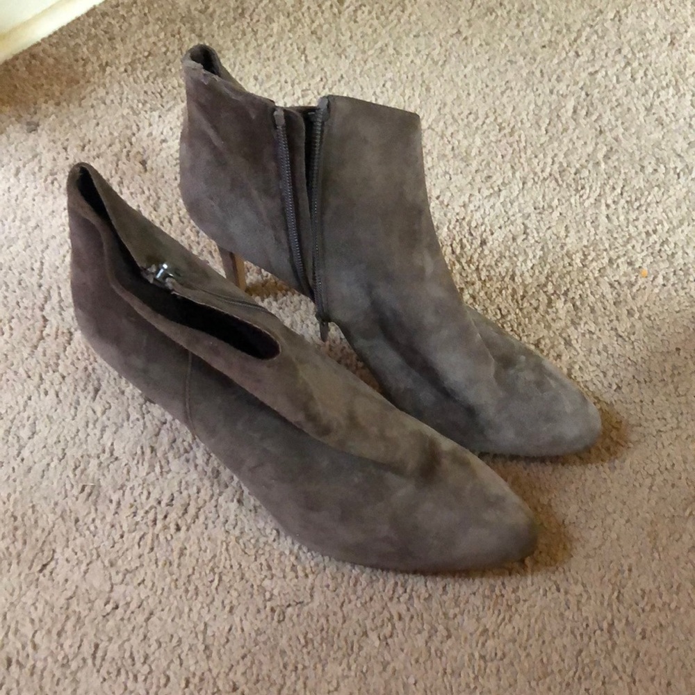 Suede Grey/brown J Crew Bootie, 9.5